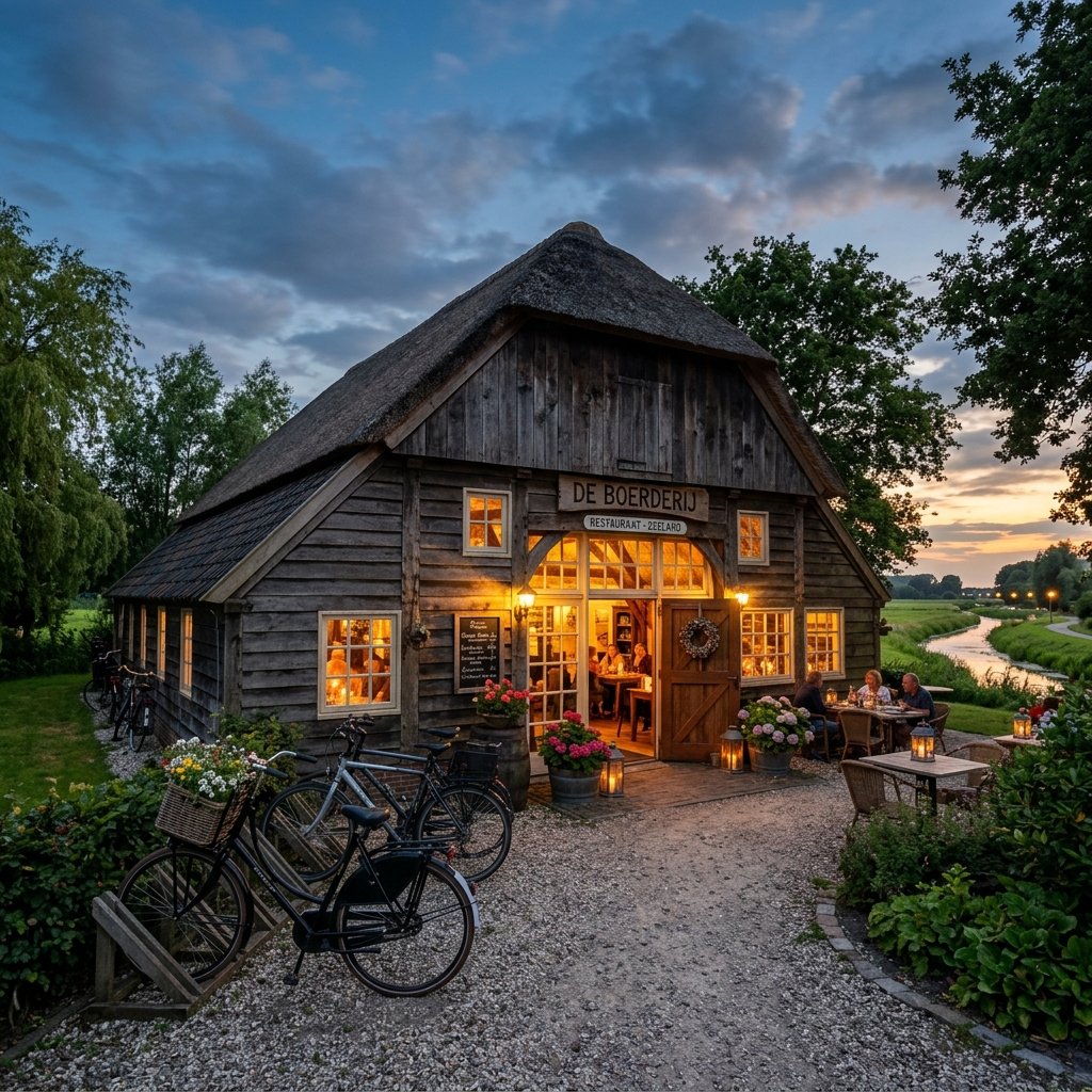 De Mosselschuur at dusk