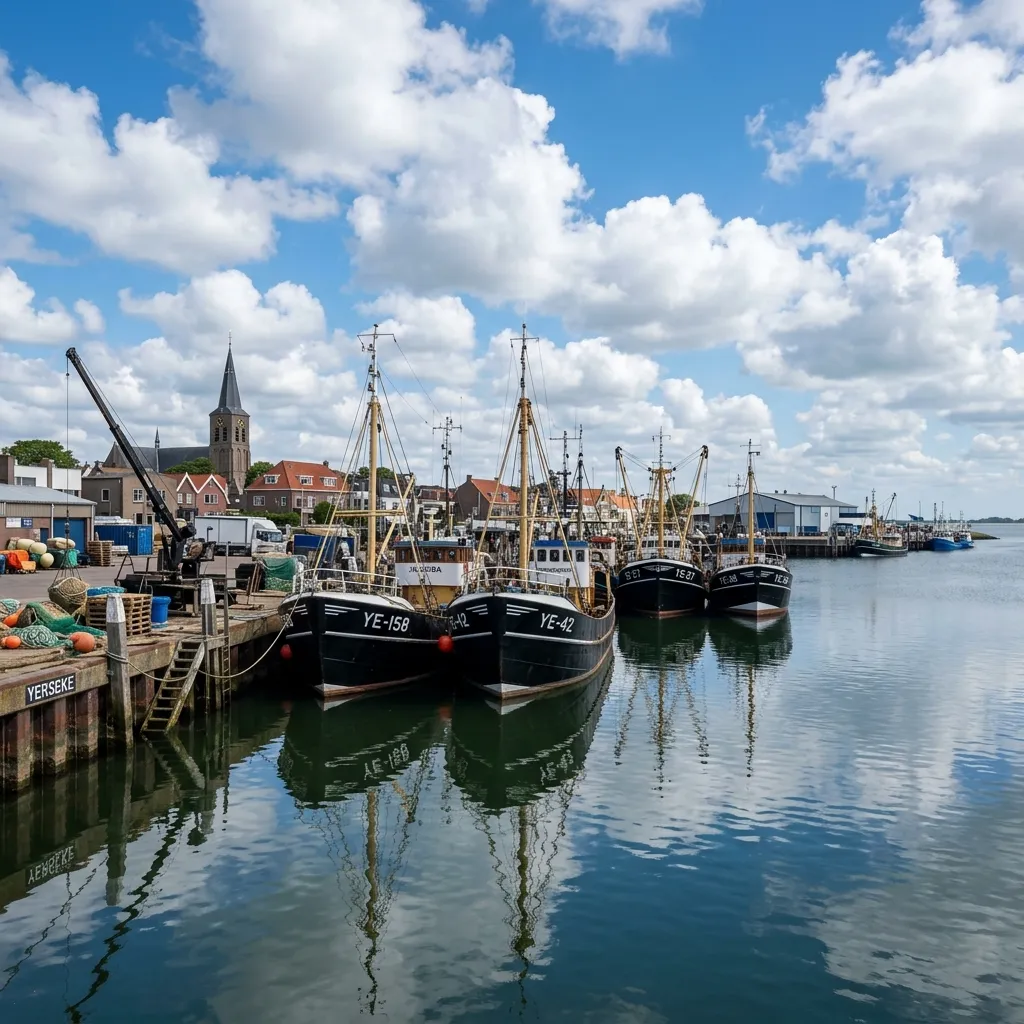Mussel boats in the harbour of Yerseke